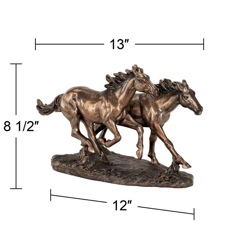 Kensington Hill Horses Running Wild 8 1/2" High Golden Bronze Statue