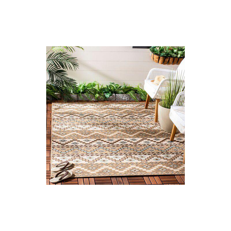 Veranda VER095 Power Loomed Indoor/Outdoor Area Rug - Creme/Brown - 8'x11' - Safavieh