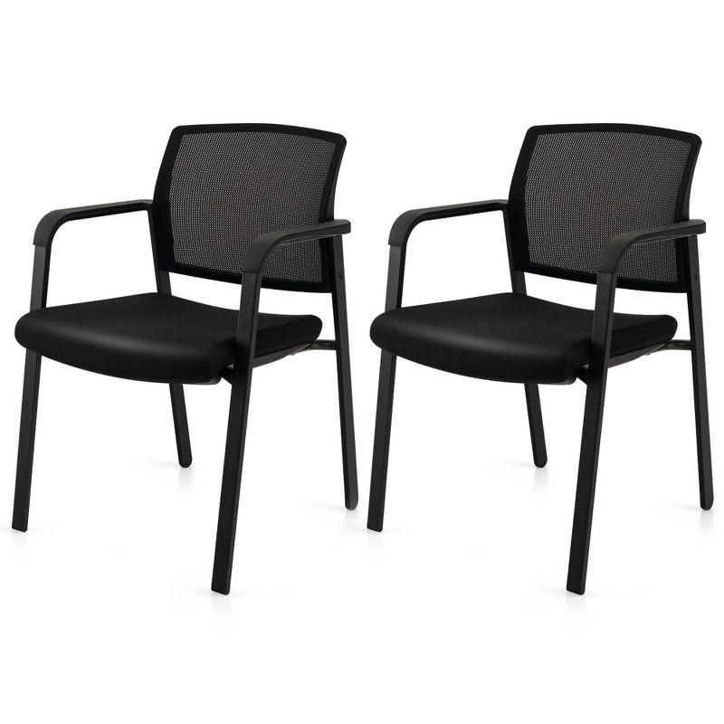 Costway Conference Chairs Set of 2 Stackable Office Guest Mesh Chairs for Waiting Room