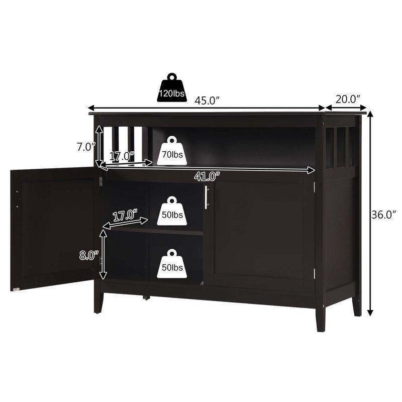 Costway Modern Kitchen Storage 36" Height Cabinet Buffet Server Table Sideboard Dining Wood Brown