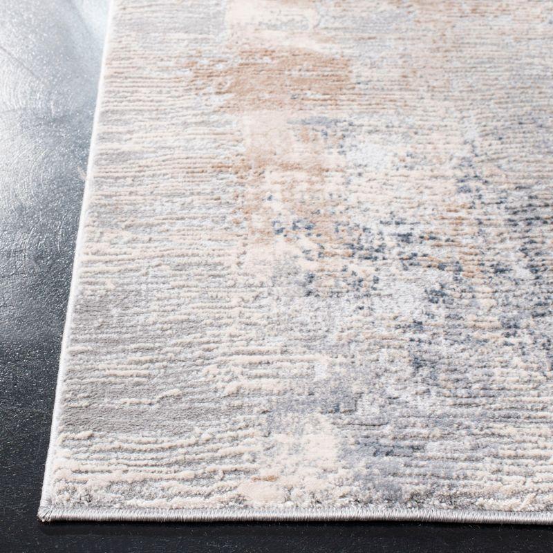 Abstract Ripple Cream/Grey Synthetic 8' x 10' Area Rug