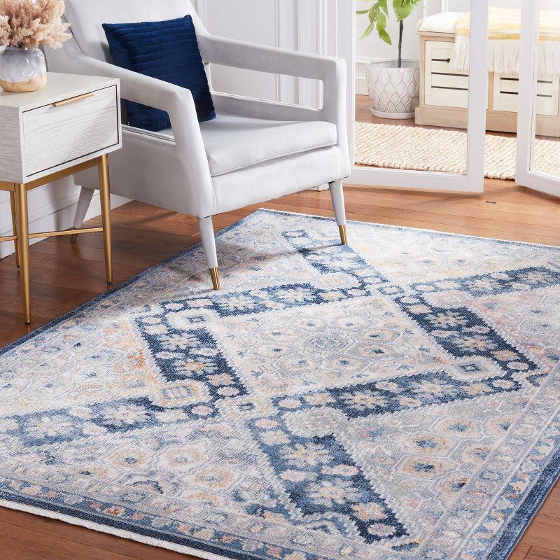 Blair Gray and Navy Washable Synthetic Area Rug