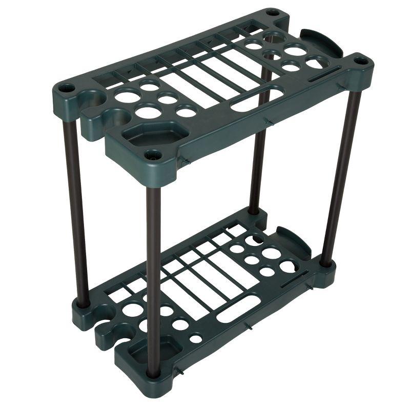 Green Plastic Compact Garden Tool Storage Rack