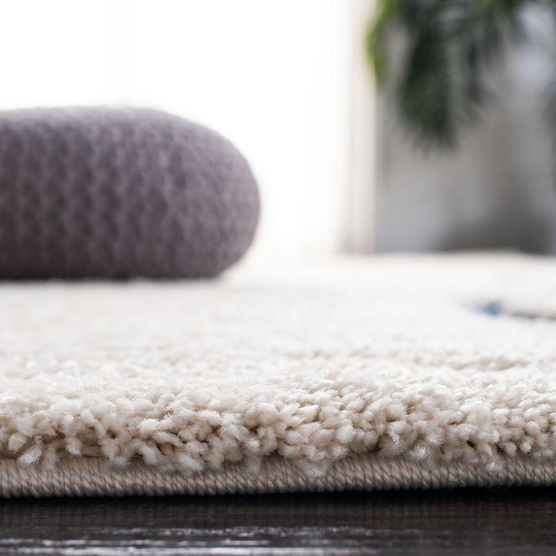 Florida Shag SG471 Power Loomed Indoor Runner Rug - Cream/Blue - 2'3"x11' - Safavieh