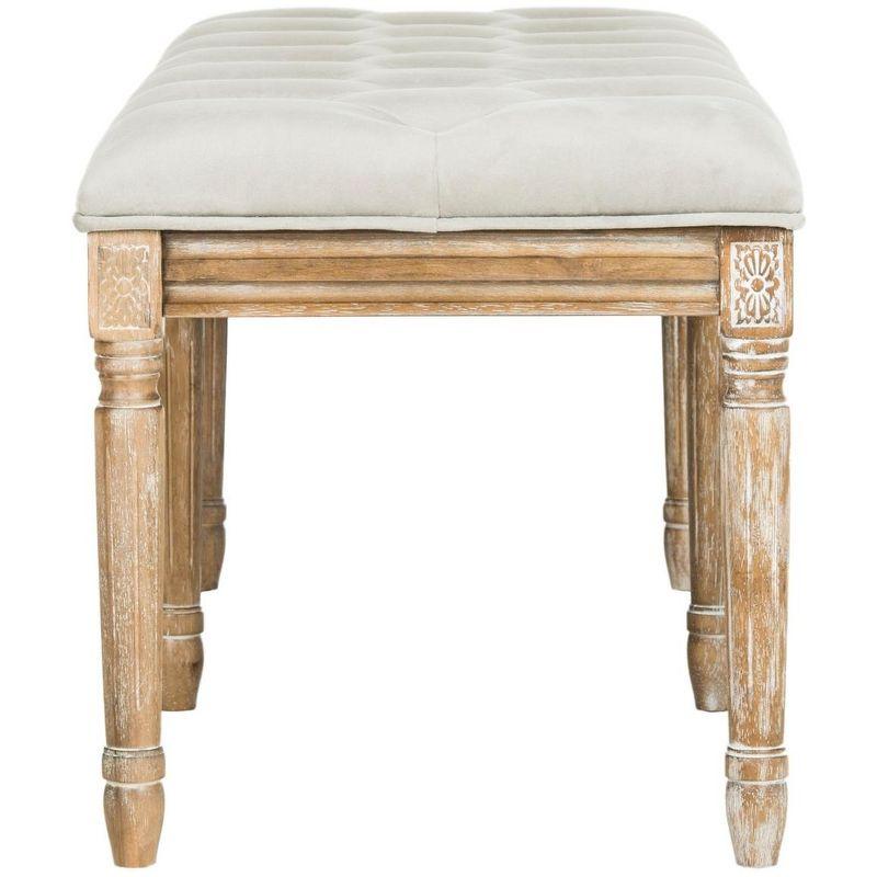 Rocha 19''H French Brasserie Tufted Traditional Rustic Wood Bench  - Safavieh