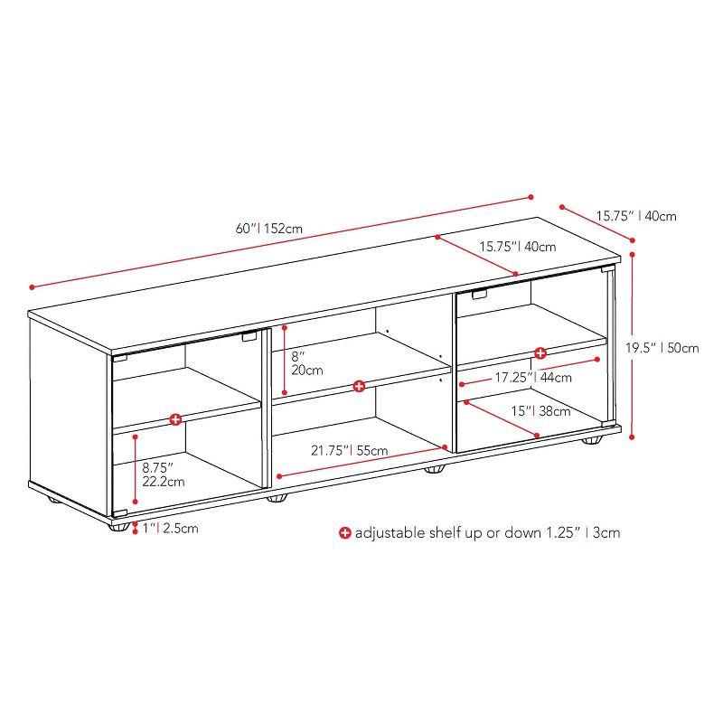 Flat Panel TV Stand for TVs up to 64" Ravenwood Black - CorLiving: Mid-Century Modern, Adjustable Shelves, Cable Management