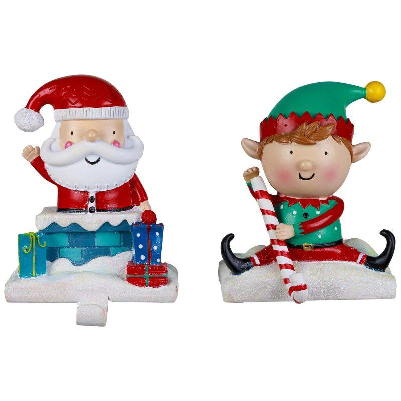 Northlight Seasonal Santa And Elf Christmas Stocking Holders - 5" - Set Of 2