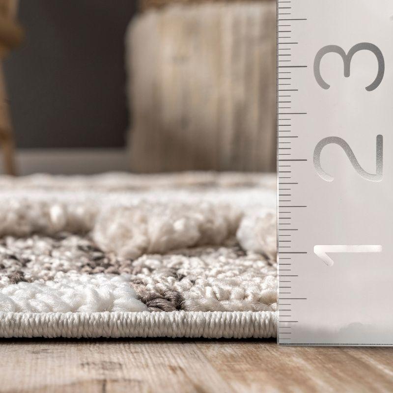 Nuloom Adelade Southwestern 4x6 Shag Indoor Area Rug for Living Room Bedroom Dining Room Nursery Kitchen, Beige/Ivory