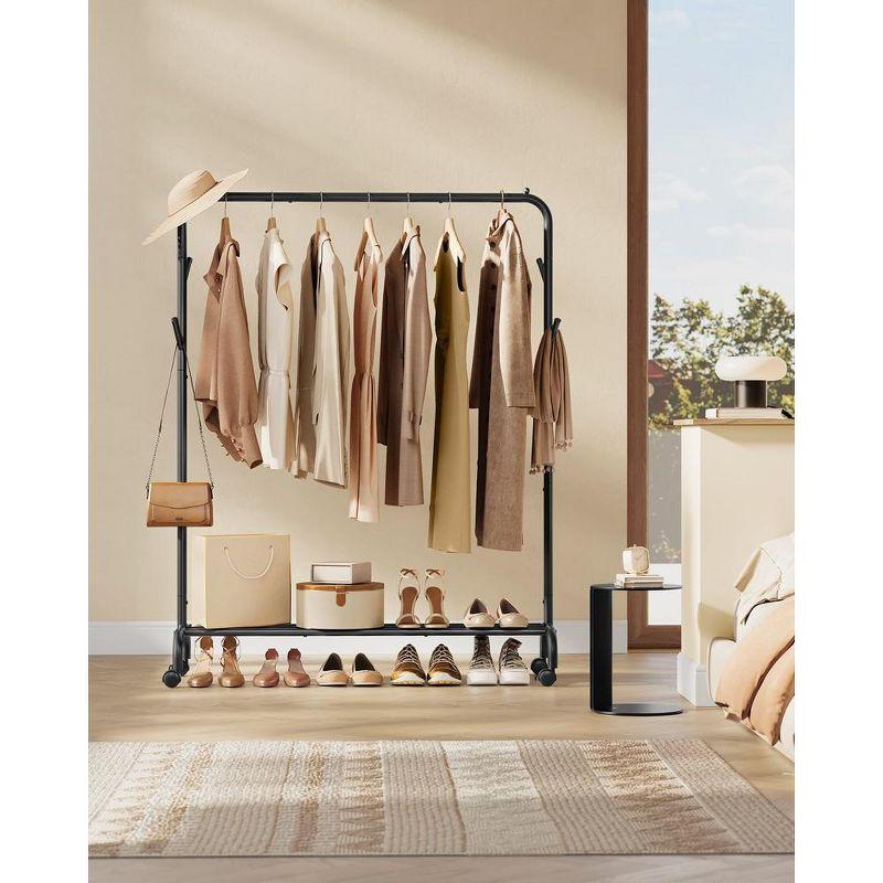 SONGMICS Clothes Rack, Clothing Rack for Hanging Clothes with Wheels, Heavy-Duty Metal Frame, Garment Rack, Clothes Storage and Display