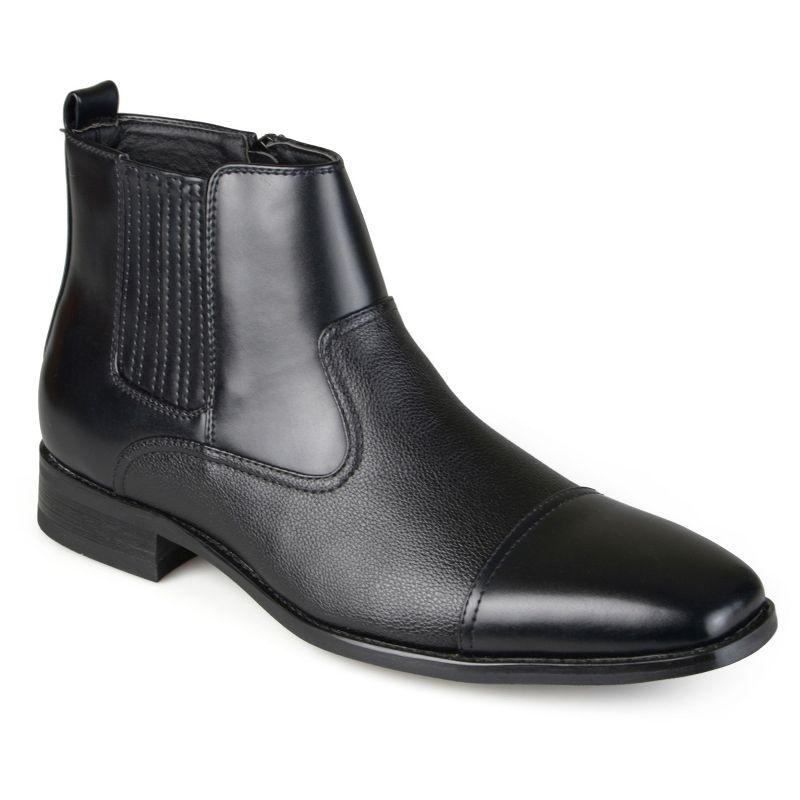 Black Faux Leather Ankle Chelsea Boot with Zipper