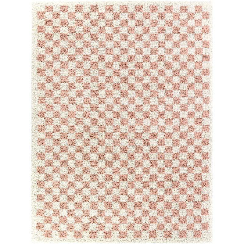 Himalaya Sherpa Pink Geometric 5' x 7' Shag Area Rug