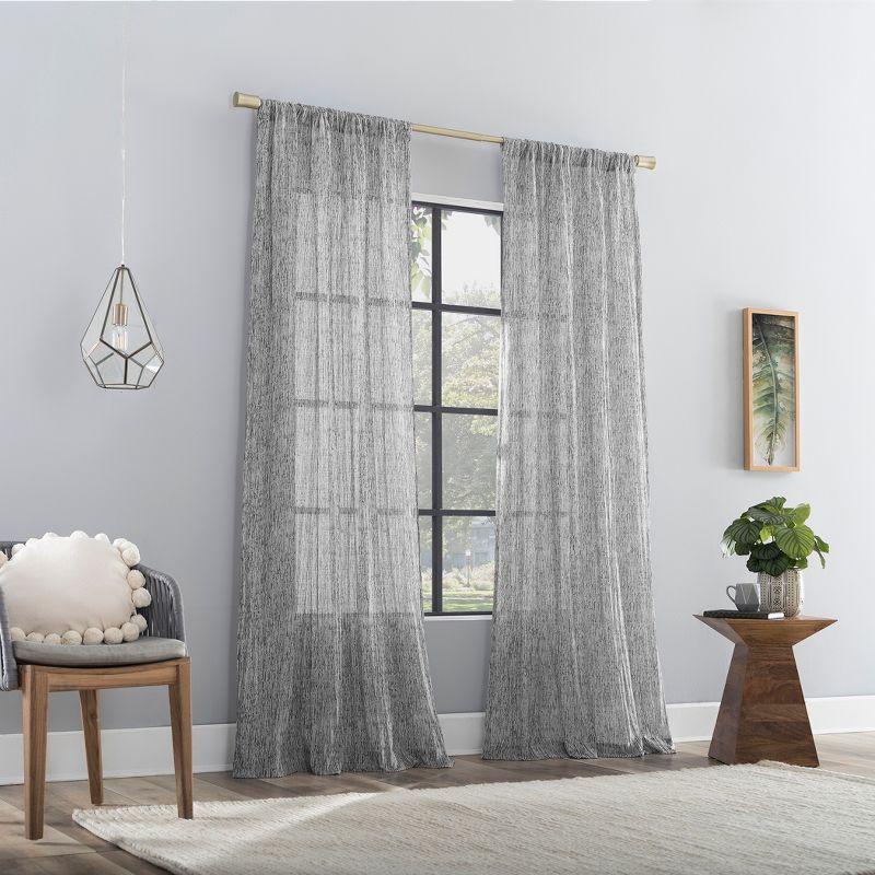 Scott Living Tulin Watercolor Print Sheer Rod Pocket Curtain Panel