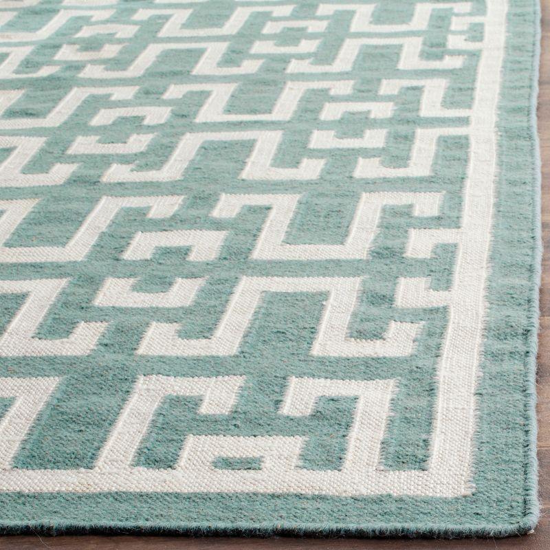 Dhurries DHU621 Hand Woven Flat Weave Indoor Accent Rug - Seafoam/Ivory - 3'x5' - Safavieh