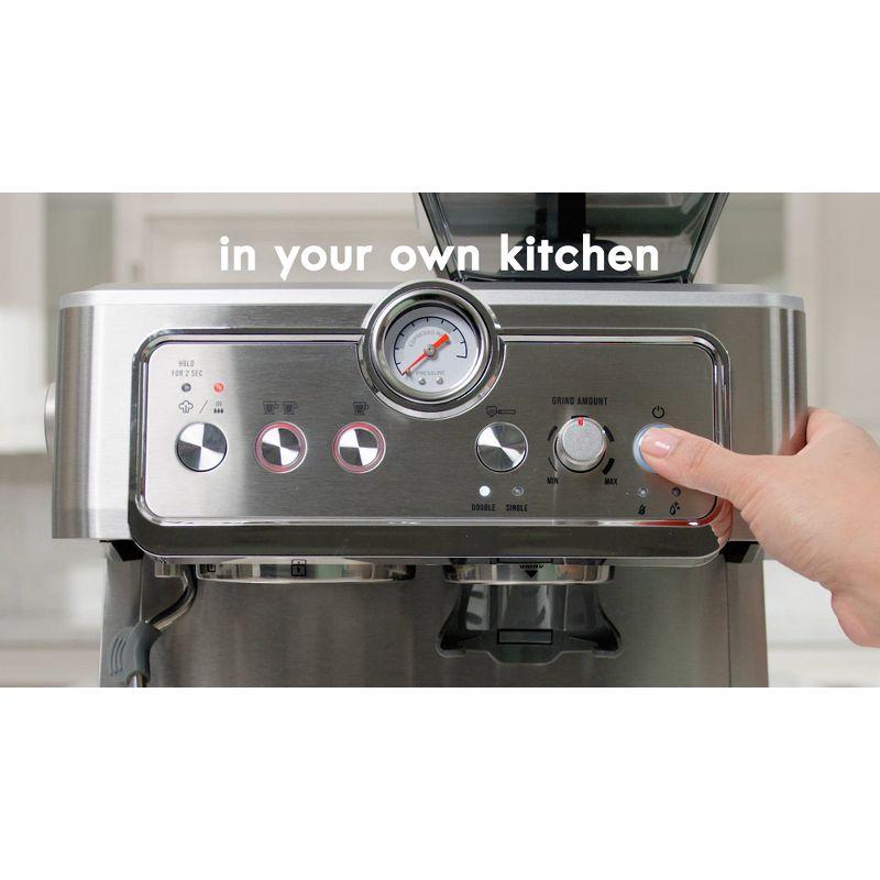 Kenmore Kenmore Espresso Machine With Grinder & Milk Frother, 15 Bar Espresso Coffee Maker, Stainless Steel