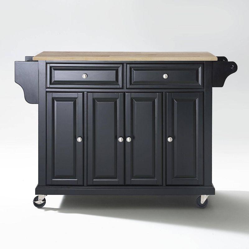 Black Granite Top Kitchen Cart with Storage and Spice Rack