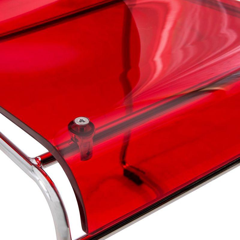 Lima Transparent Red Acrylic and Metal Dining Chairs, Set of 4