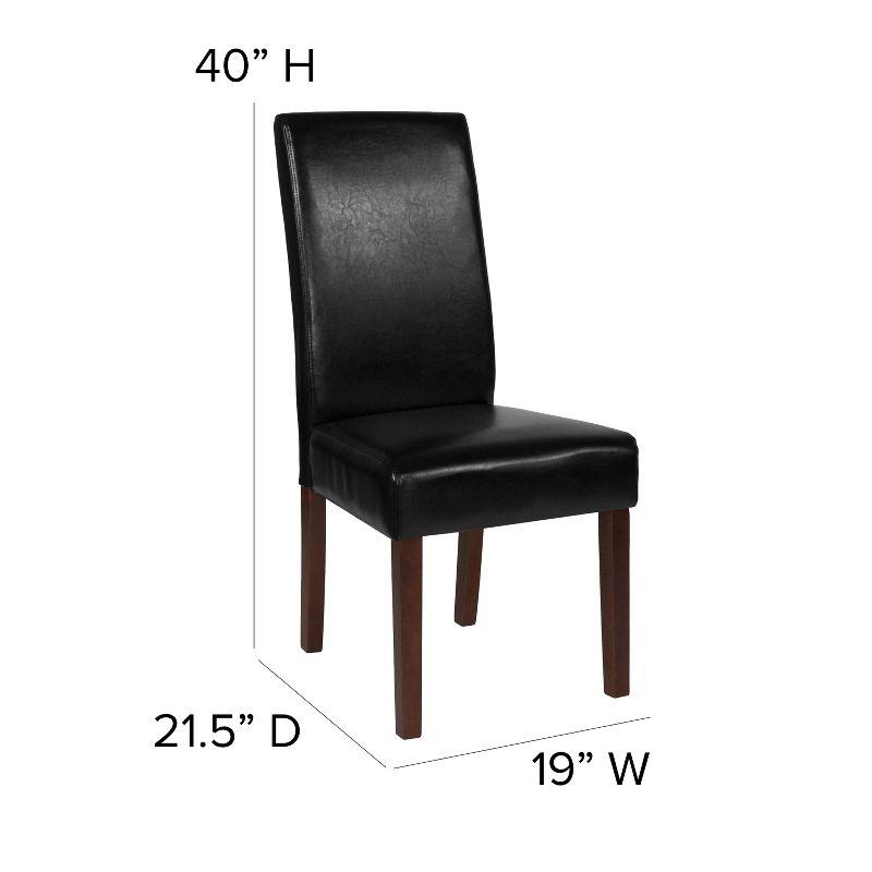 Set of 6 Black LeatherSoft Parsons Dining Chairs with Mahogany Legs