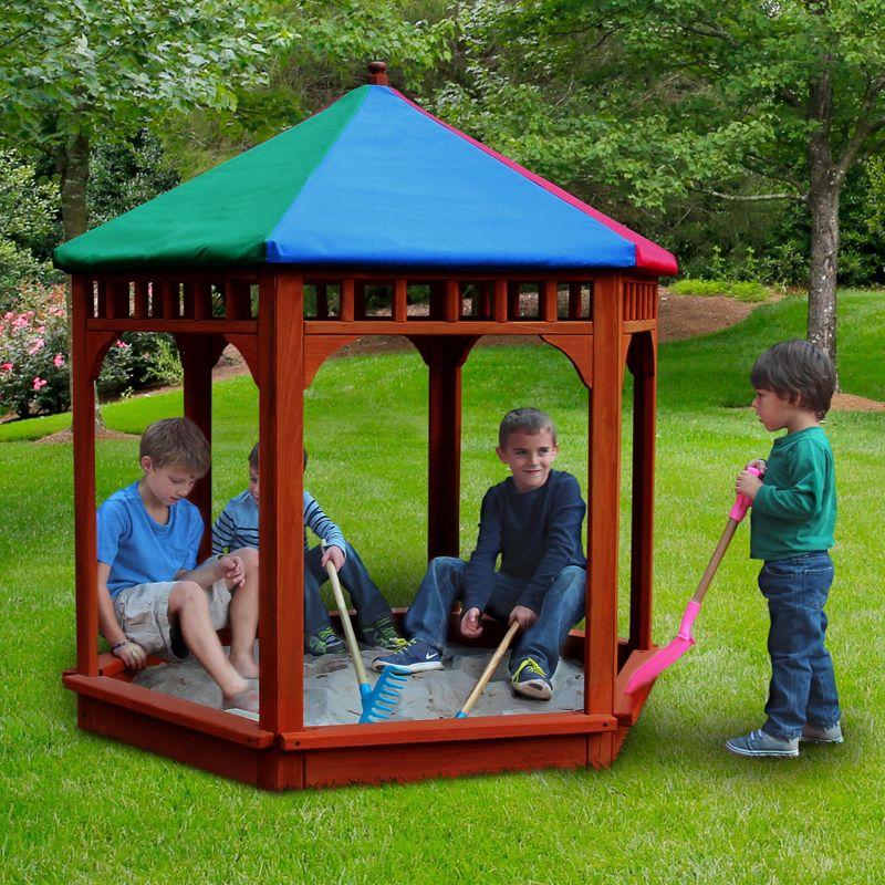 Multi-Color Roof Cedar Play-Zee-Bo Covered Sandbox