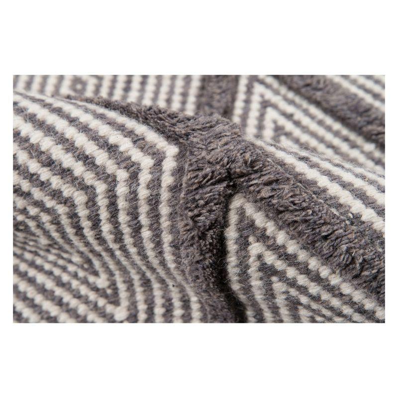 Langdon Geometric Handmade Flatweave Wool Charcoal Area Rug