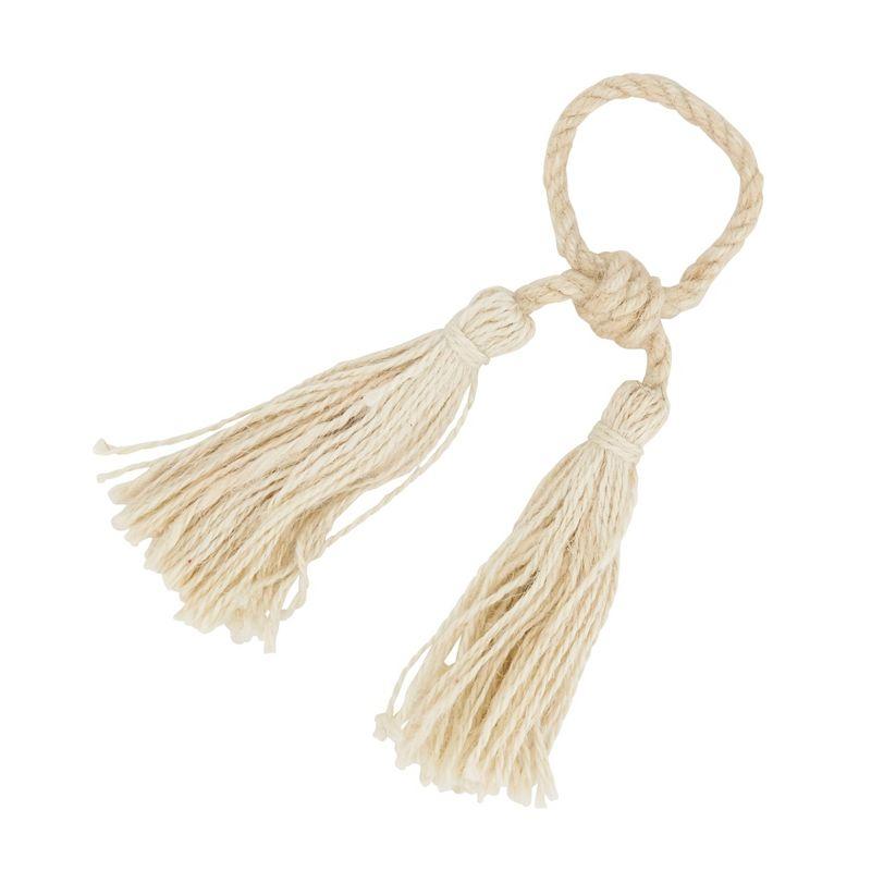 Saro Lifestyle Jute Tassel Napkin Rings (set of 4)