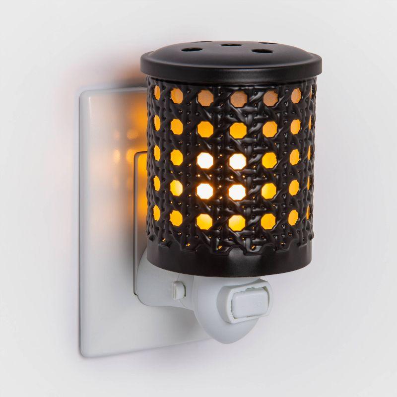 5.2" x 4.5" Bamboo Lattice Pattern Plug-In Scent Warmer Black - Threshold™: Electric Wax Melts Holder