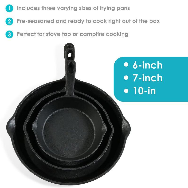 Hastings Home Nonstick Cast Iron Frying Pan Set - 3 Skillets