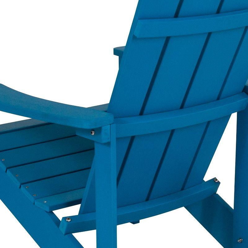 Flash Furniture Set of 2 Charlestown All-Weather Poly Resin Wood Adirondack Chairs in Blue