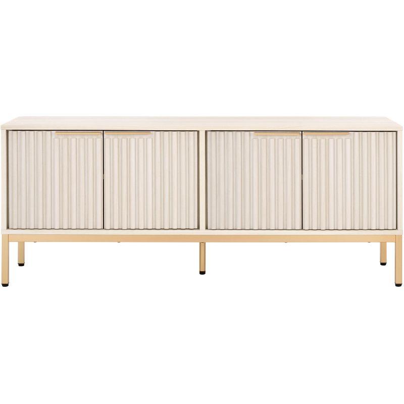 Lylia 4 Door Media Stand - MED9623 - Bleached White/Gold - Safavieh
