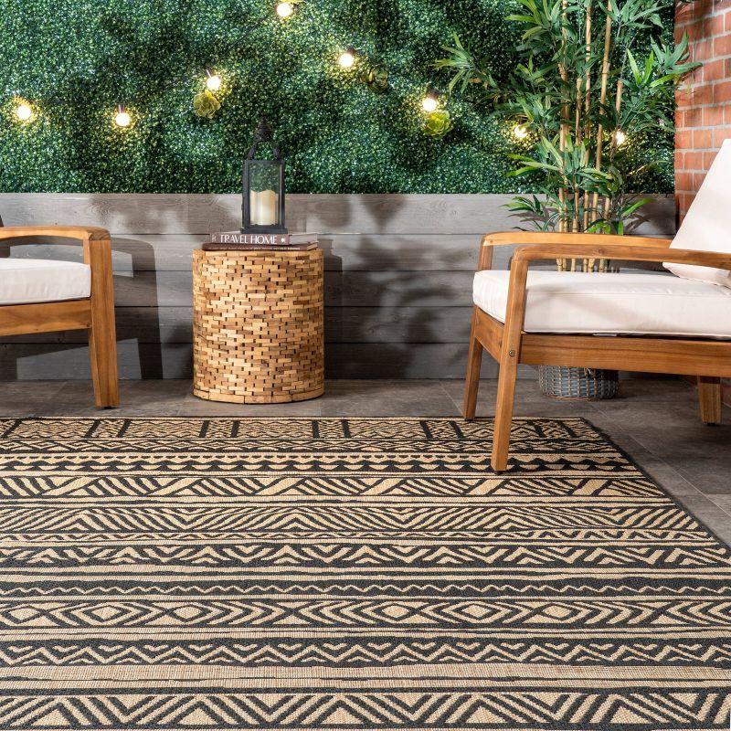 Abbey Geometric Striped Indoor and Outdoor Area Rug - nuLOOM