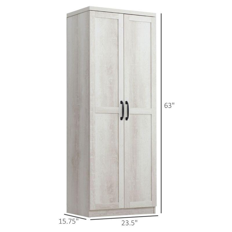 Resenkos Kitchen Pantry,63" 2-Door Kitchen Pantry, Freestanding Storage Cabinet with 5-tier Shelving and 2 Adjustable Shelves, Antique White
