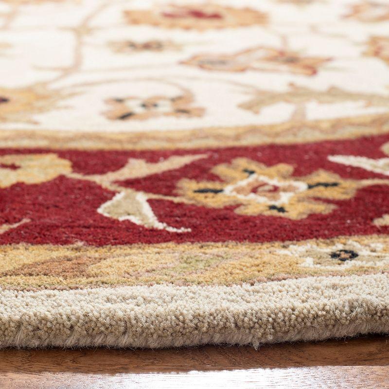 Classic CL244 Hand Tufted Accent Rug - Ivory/Red - 3'6" Round - Safavieh.