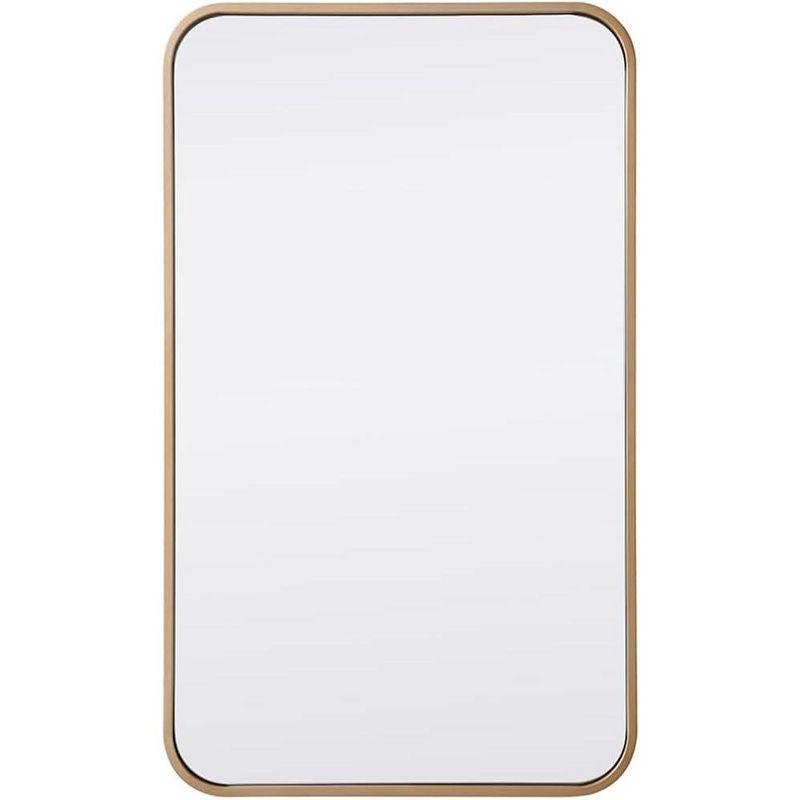 Elegant Lighting Soft corner metal rectangular mirror 18x30 inch in Brass