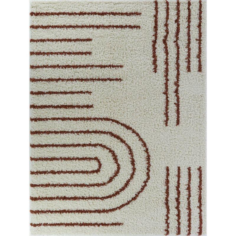 Balta Rugs 7'10"x10' Janus GeometricTeen Shag Rug Orange: High Pile, Stain-Resistant, Machine Made, Indoor Use