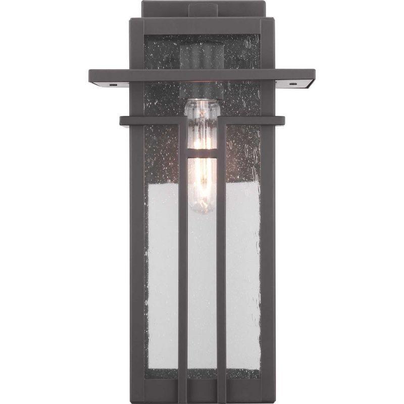 Progress Lighting Boxwood 1-Light Medium Wall Lantern in Antique Bronze with Clear Seeded Glass Shade