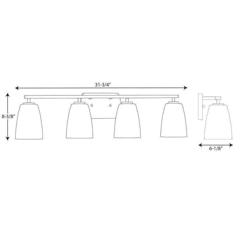 Progress Lighting Leap Collection 4-Light Bath Vanity in Brushed Nickel with Tapered Etched Glass Shades