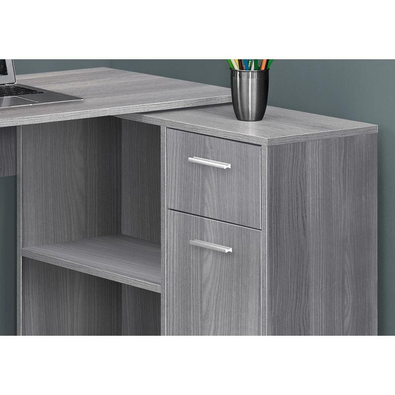 Gray L-Shaped Corner Computer Desk with Drawer and Filing Cabinet