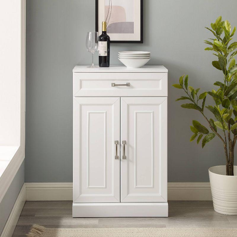 Crosley Stanton Storage Cabinet White: Traditional Farmhouse Style, 2 Adjustable Shelves, 1 Drawer