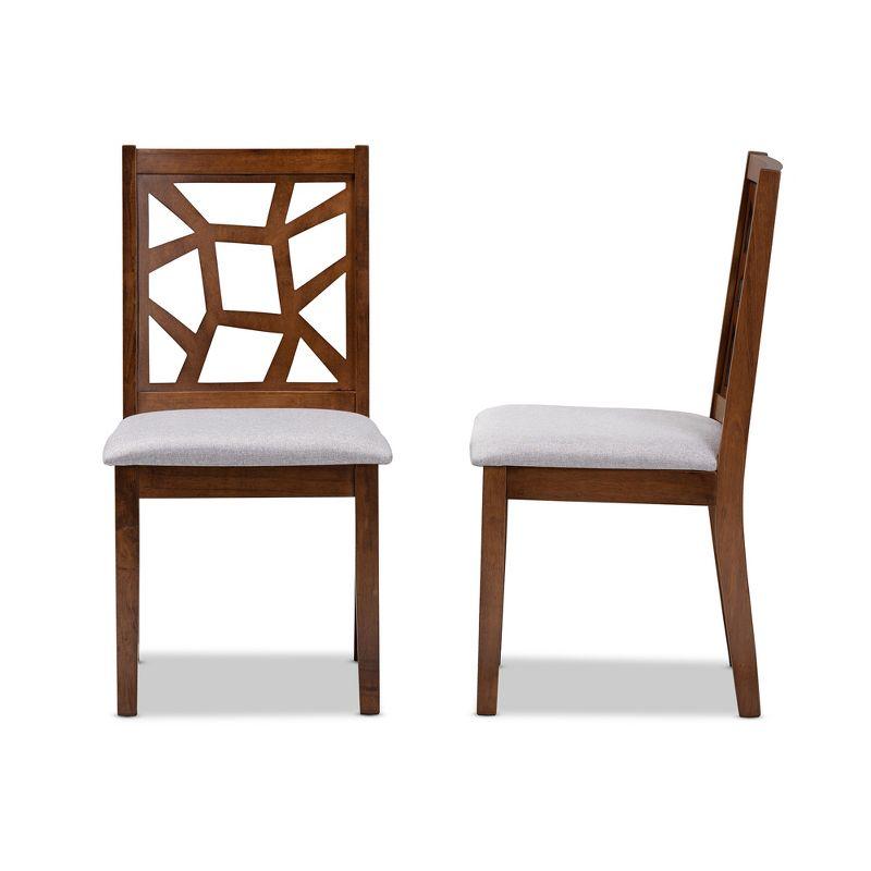 Set of 2 Abilene Dining Chair - Baxton Studio: Gray Upholstered, Walnut Brown Frame