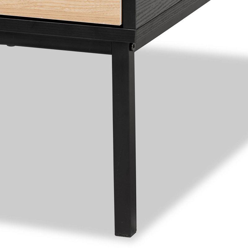 Haben Two-Tone Wood Coffee Table Oak Brown/Black - Baxton Studio: Industrial Style, Square Shape, Metal Frame