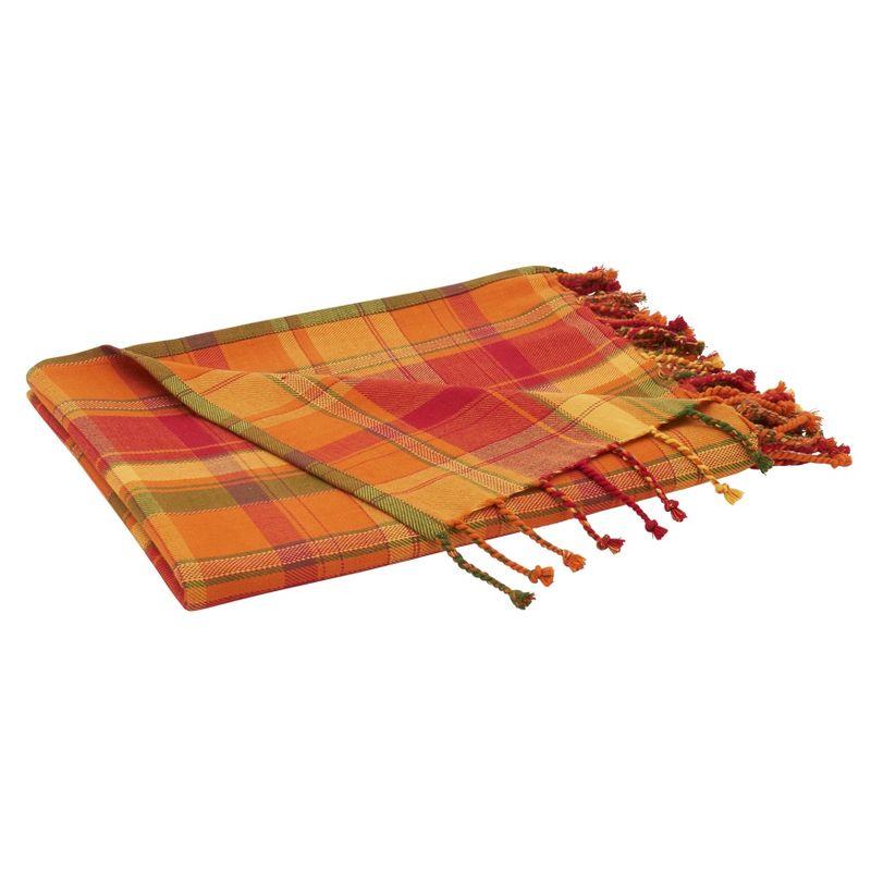 50"x60" Harvest Plaid Cotton Throw Blanket Orange - Saro Lifestyle: Soft, Woven, Farmhouse Style