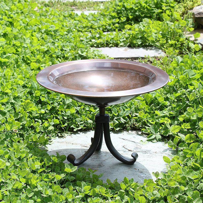 9" Classic II Birdbath with Tripod Stand Antique Copper - Achla Designs: Weather-Resistant, Deck & Garden Decor