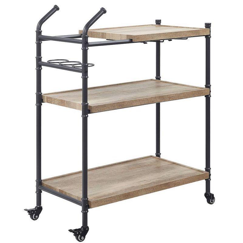 Brantley Modern Farmhouse 30" Oak Serving Cart with Sandy Black Finish