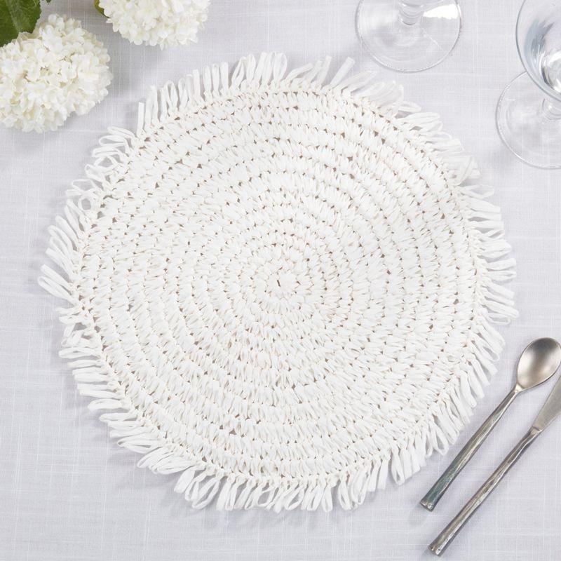 Kiri Collection 100% Paper Raffia No Pattern Round Placemat (Set of 4)