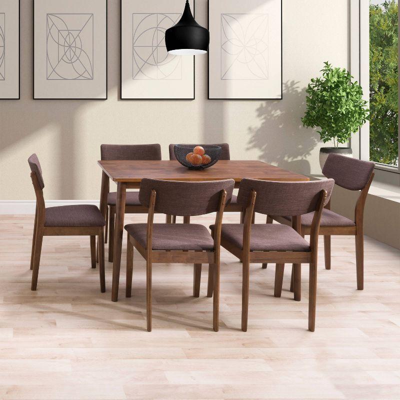 Mid-Century Modern Branson 7pc Dining Set in Warm Walnut