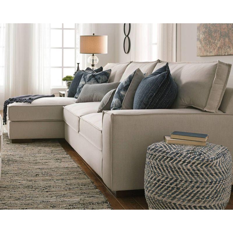 Signature Design by Ashley Chevron Pouf Blue: Modern Square Upholstered Ottoman, No Assembly Required