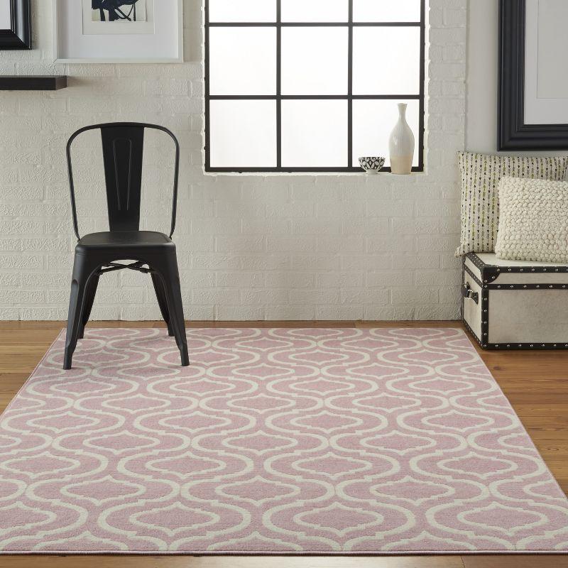 Nourison Jubilant 6' x 9' Pink Indoor Area Rug Moroccan Casual Trellis by Nourison