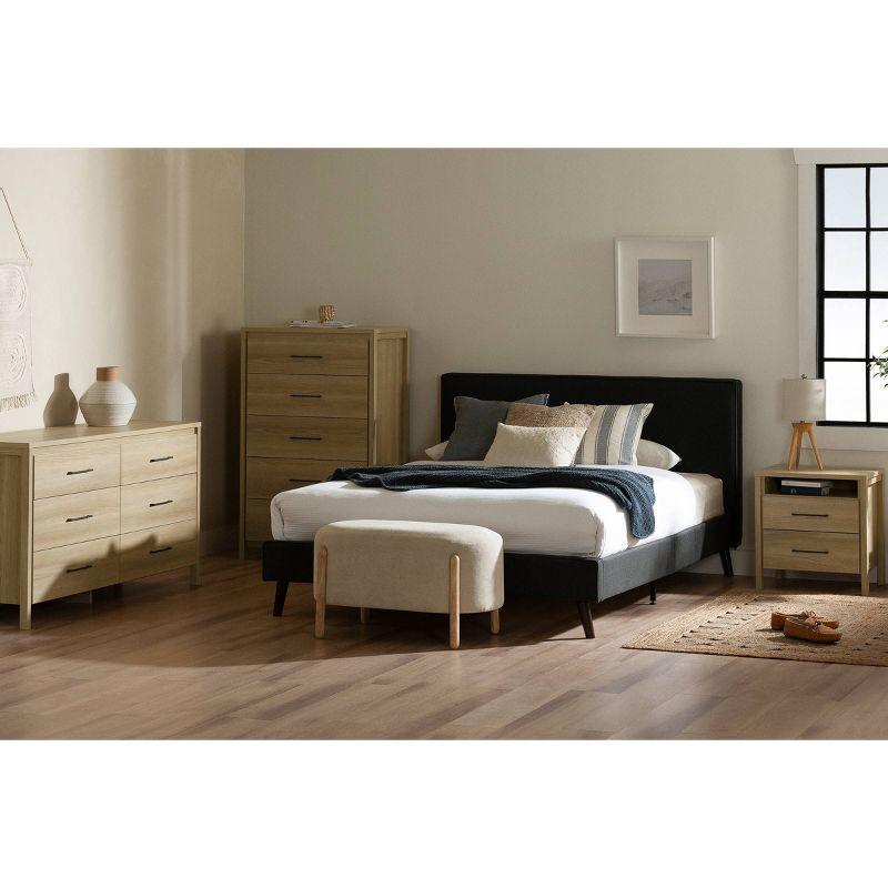 South Shore Gravity 2 Drawer Nightstand Natural Ash: Contemporary Bedside Storage, Laminate Surface