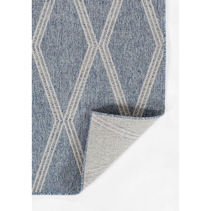 Momeni 2'7"x7'6" Hampton Ozzy Machine Loomed Indoor/Outdoor Runner Rug Blue: Geometric Pattern, Polypropylene, Low Pile