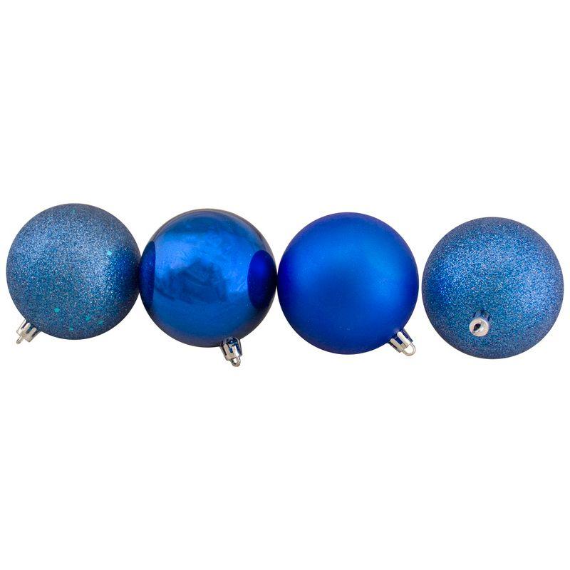 Northlight 32ct Shatterproof 4-Finish Christmas Ball Ornament Set 3.25" - Blue