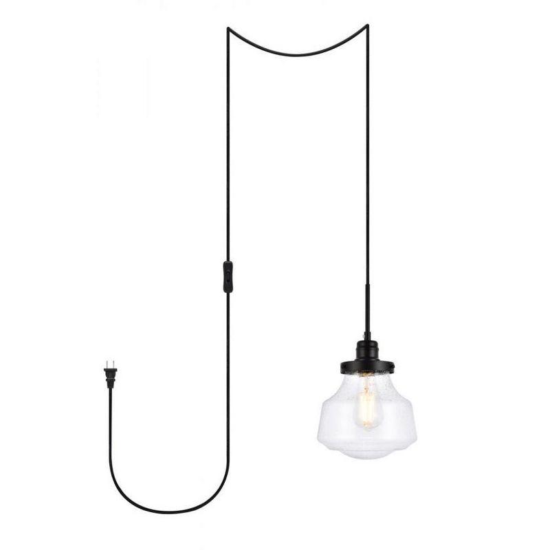 Elegant Lighting Lyle 1 light Black and Clear seeded glass plug in pendant